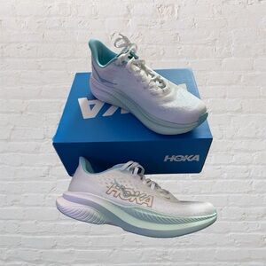 💕 Like 🆕 Hoka Mach 6 women’s running sneakers in white/aqua colorway